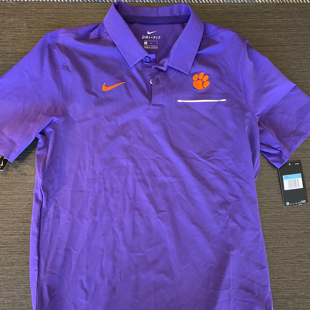 NWT Mens Nike Dri Fit Clemson Sideline Elite Polo